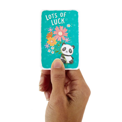 3.25" Mini Panda Bear With Flowers Good Luck Card, 