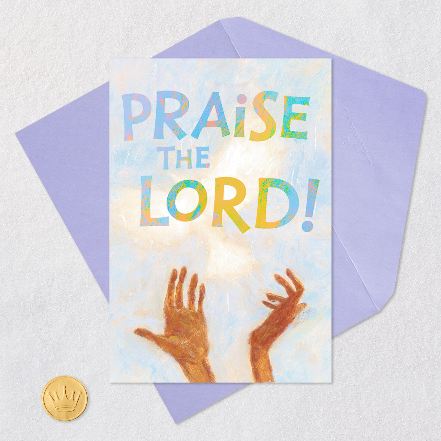 Praise the Lord Hands 99-cent Birthday Card Card Front with Envelope and Gold Seal image number 5