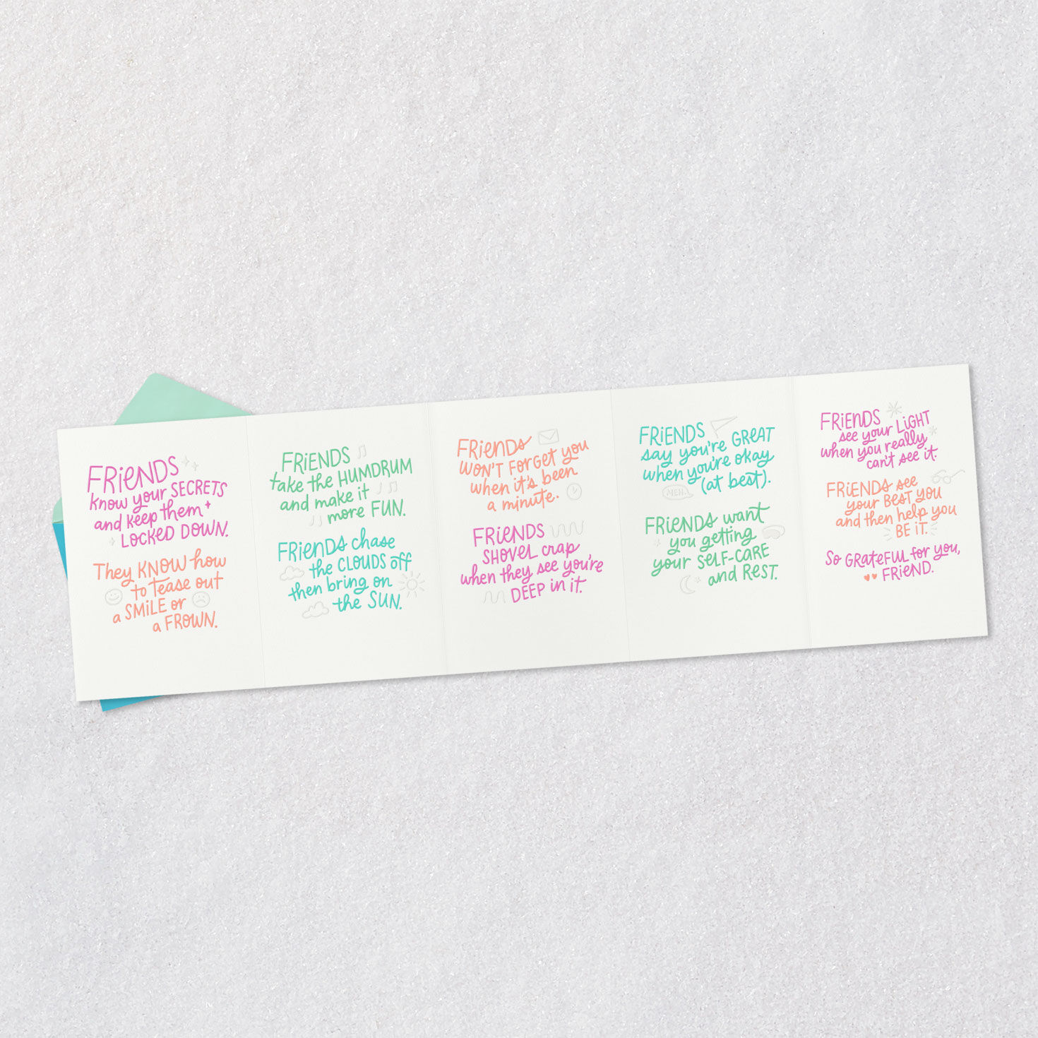 Pastel Hand Lettering Friendship Card Open card with envelope image number 6