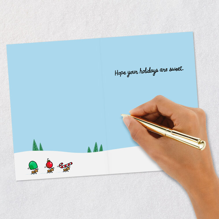 Gingerbread House with Ants Cartoon Christmas Card Signing card image number 6