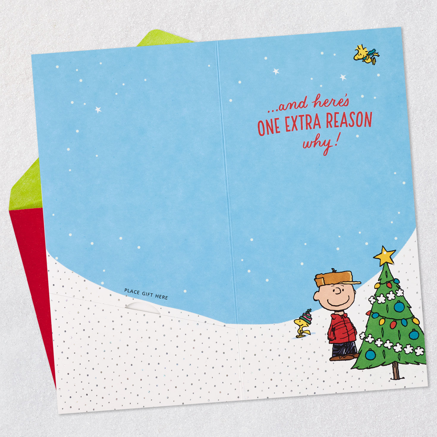 Charlie Brown, Lucy and Snoopy with Tree Gift Card Holder Open Card with Envelope image number 4