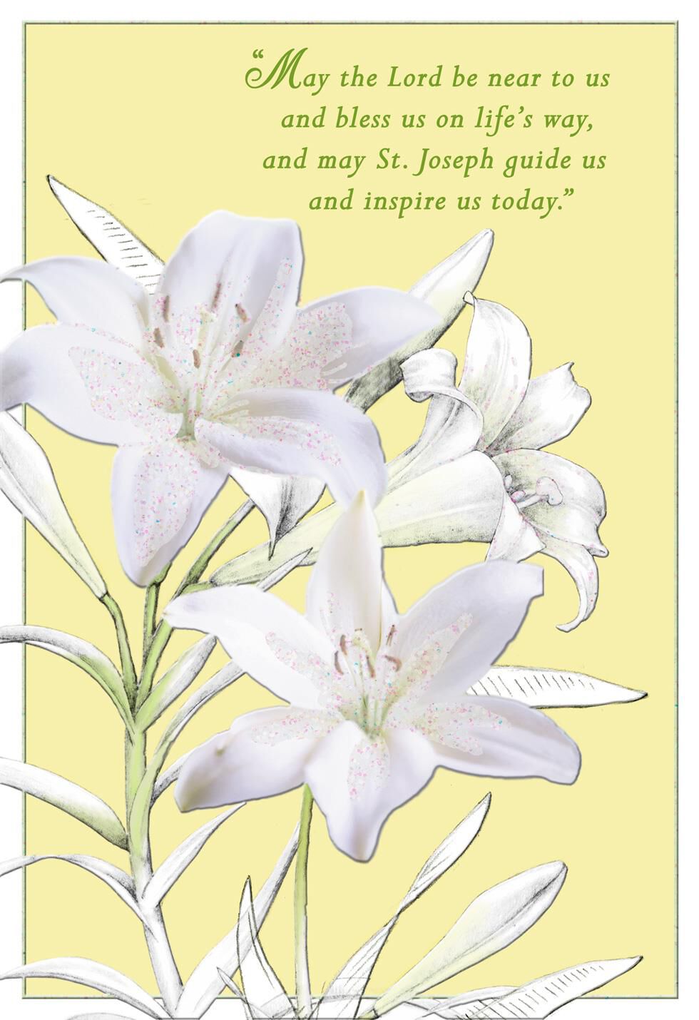 White Lilies St. Joseph's Day Prayer Card
