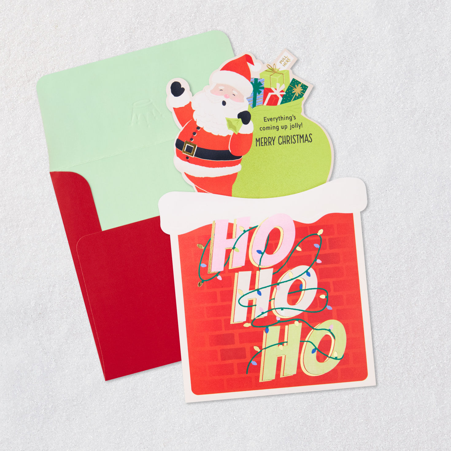 Santa Claus in Chimney Musical Christmas Card Open card with envelope image number 3