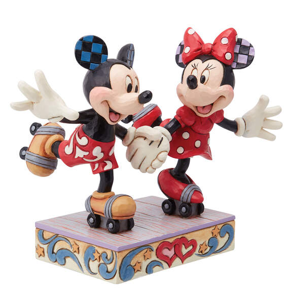 Jim Shore Disney Mickey and Minnie Roller Skating Figurine, 5.5"