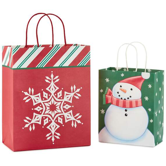 Snowflake Large and Snowman Medium Christmas Gift Bags, Pack of 2, , large image number 1