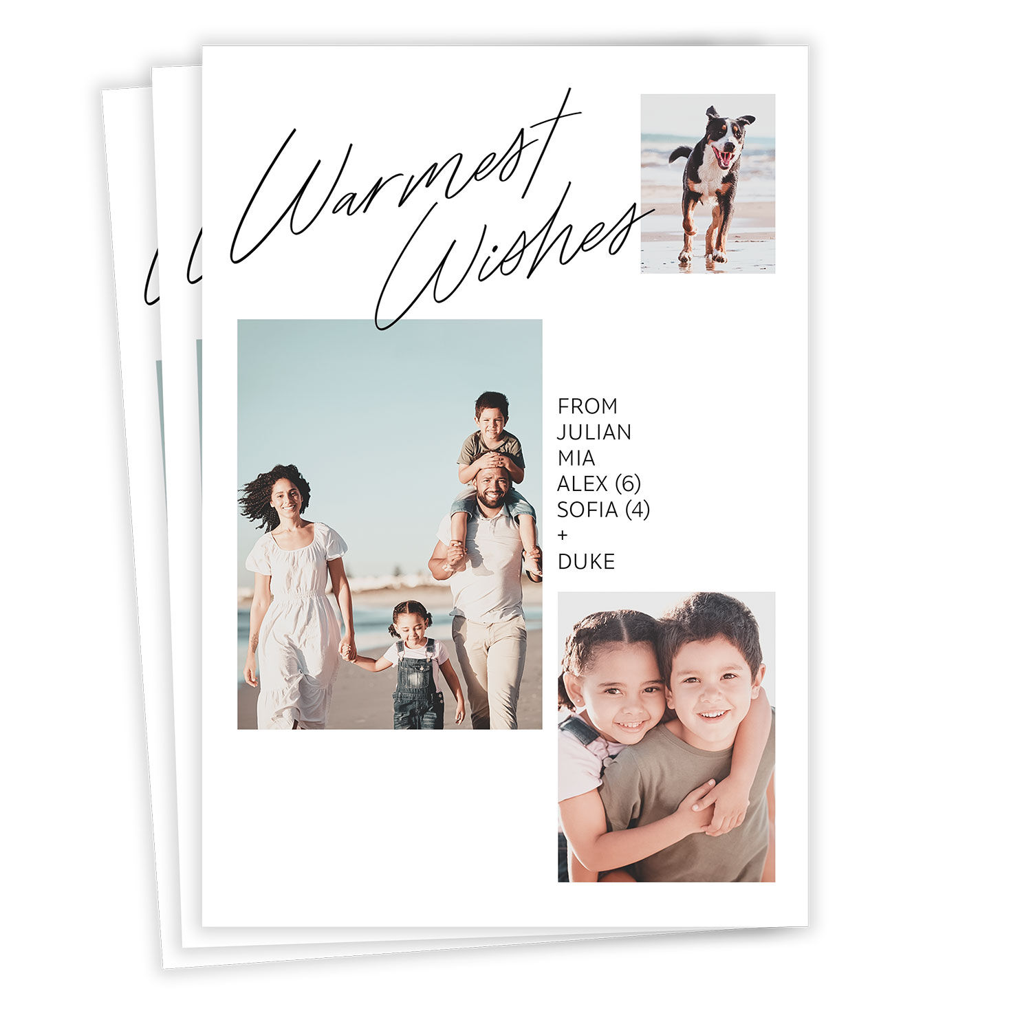 Simple Warmest Wishes Flat Holiday Photo Card