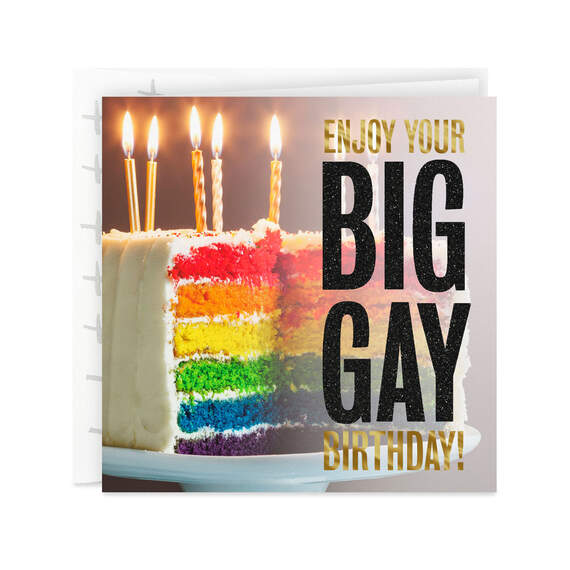 Big Gay Cake With Candles Birthday Card