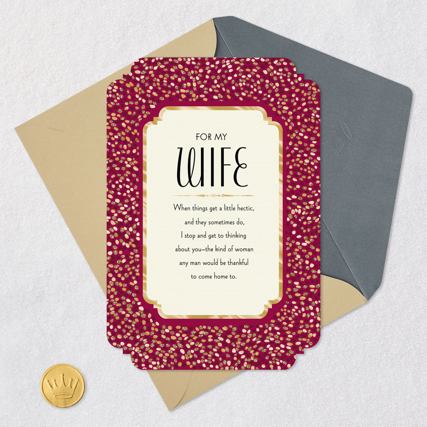 Burgundy Sparkles Birthday Card for Wife From Husband Open card with envelope image number 6