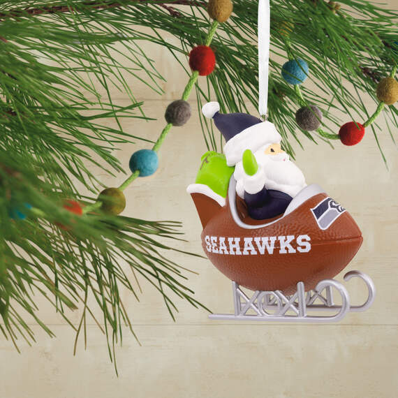 NFL Seattle Seahawks Santa Football Sled Hallmark Ornament, , large image number 2