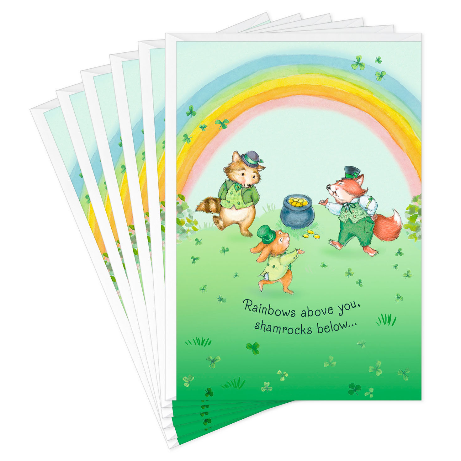 Rainbows and Shamrocks St. Patrick's Day Cards, Pack of 6
