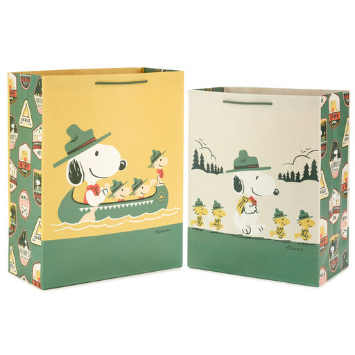 Peanuts® Beagle Scouts Snoopy and Troops 2-Pack Large and XL Gift Bags, 