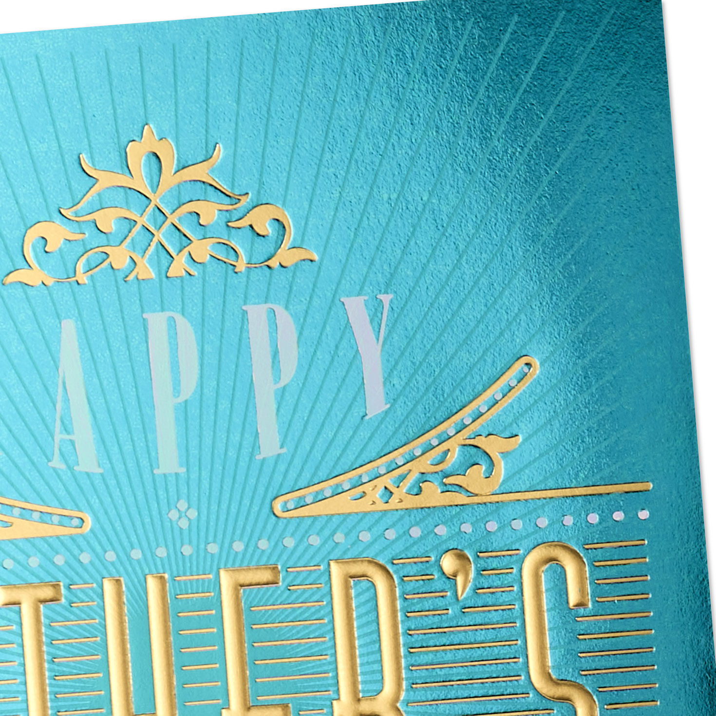 Teal Foil Art Deco Sign Father's Day Card Card Front Detail image number 4