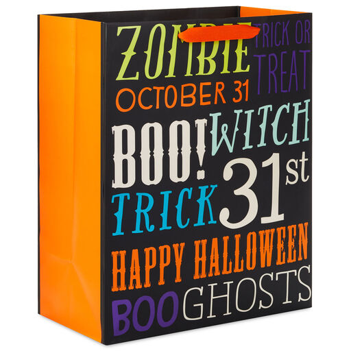 13" Words o'Ween on Black Large Halloween Gift Bag, 