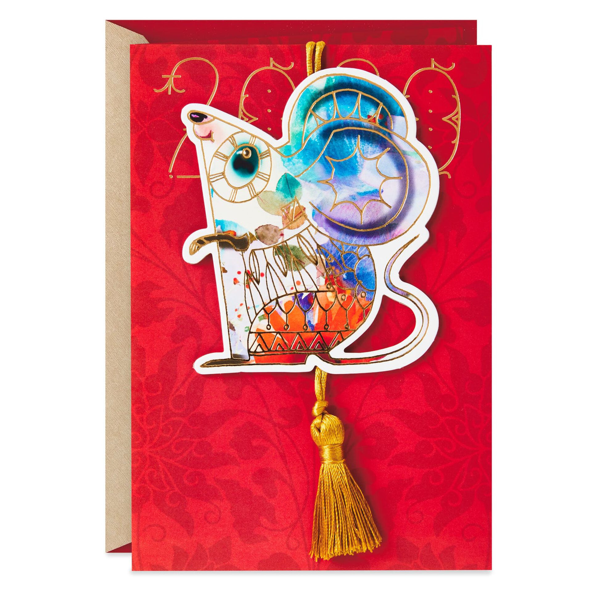 Year of the Rat 2020 Chinese New Year Card With Hangable Ornament