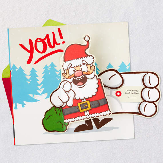 Favorite Charity Santa Funny Pop-Up Money Holder Christmas Card, , large image number 4