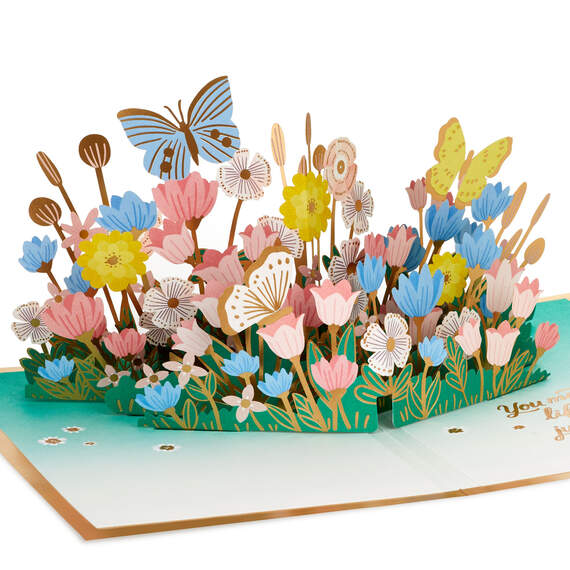 Thankful for You Butterflies and Flowers Pop-Up Card