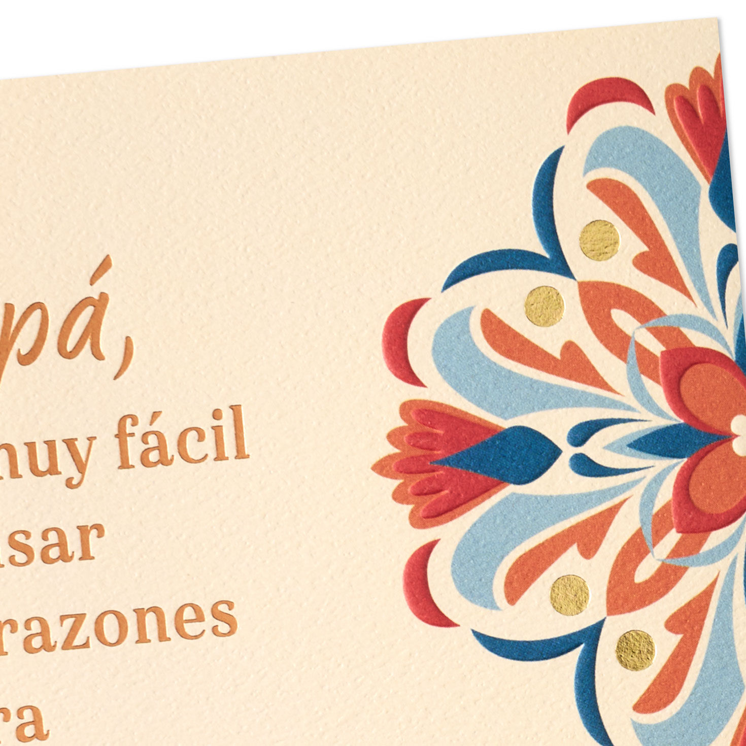 Blue Red Floral Design Dad Birthday Card in Spanish Card Front Detail image number 5