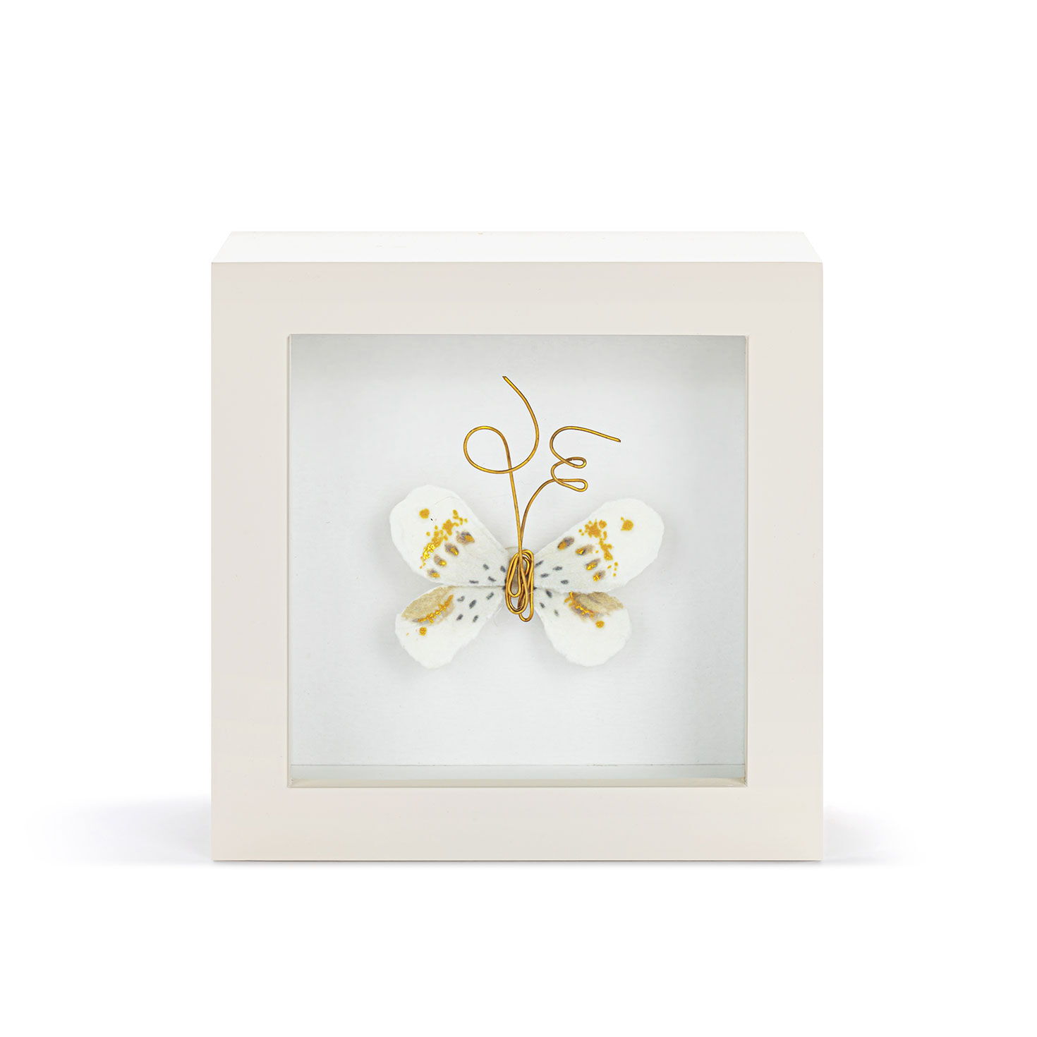Demdaco Love From Above White and Gold Butterfly Small Shadow Box, 4"