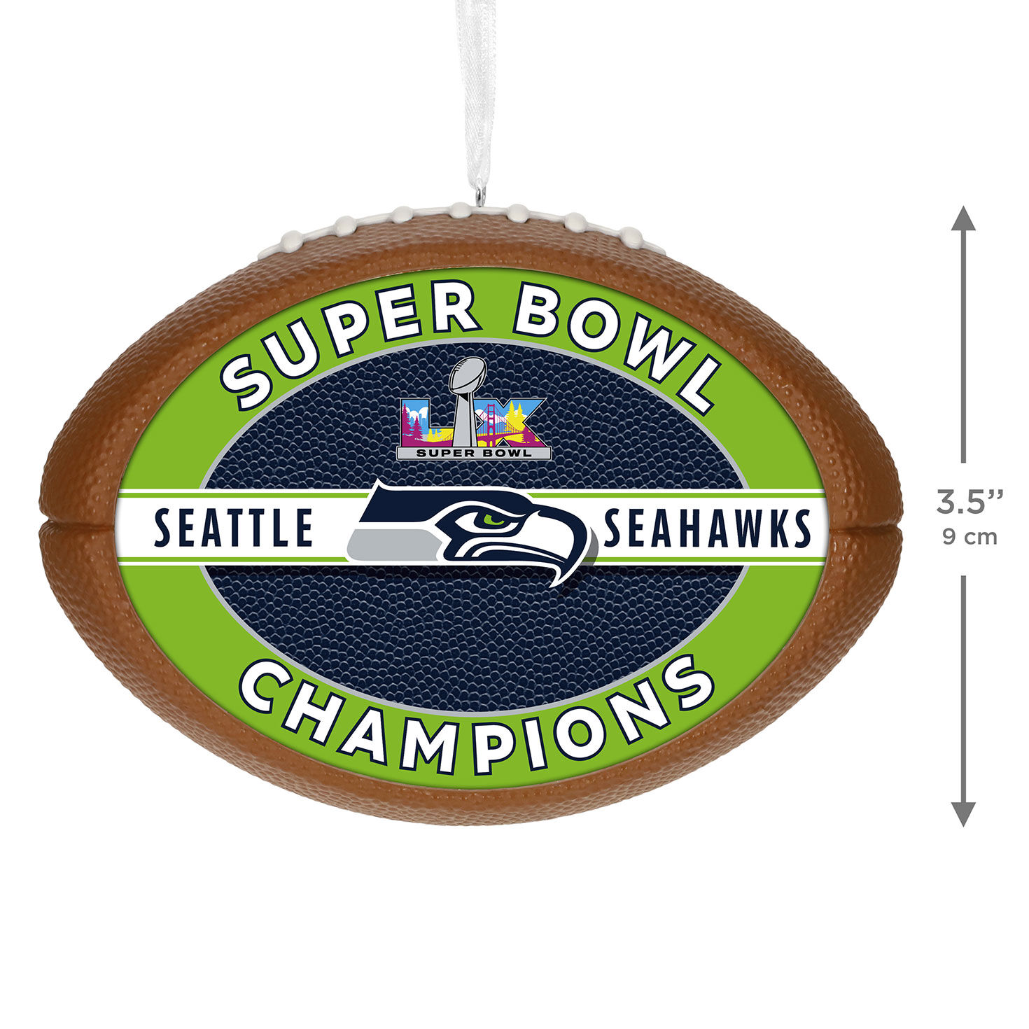 Seahawks Super Bowl Football Keepsake Ornament measurement image number 3