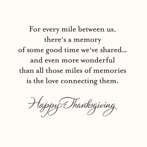 Memories and Love Across the Miles Thanksgiving Card, 