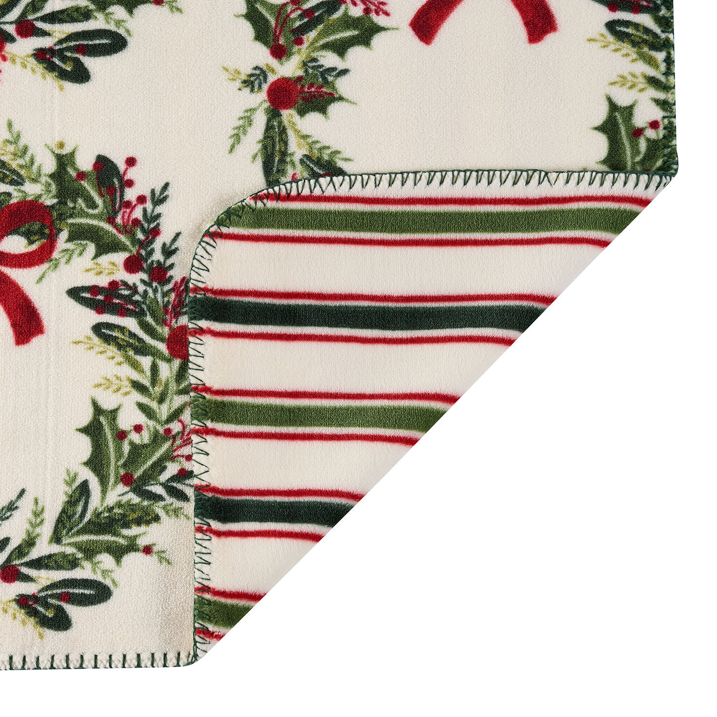 Hallmark Holiday Wreath Reversible Plush Throw - 50x70 corner image number 4