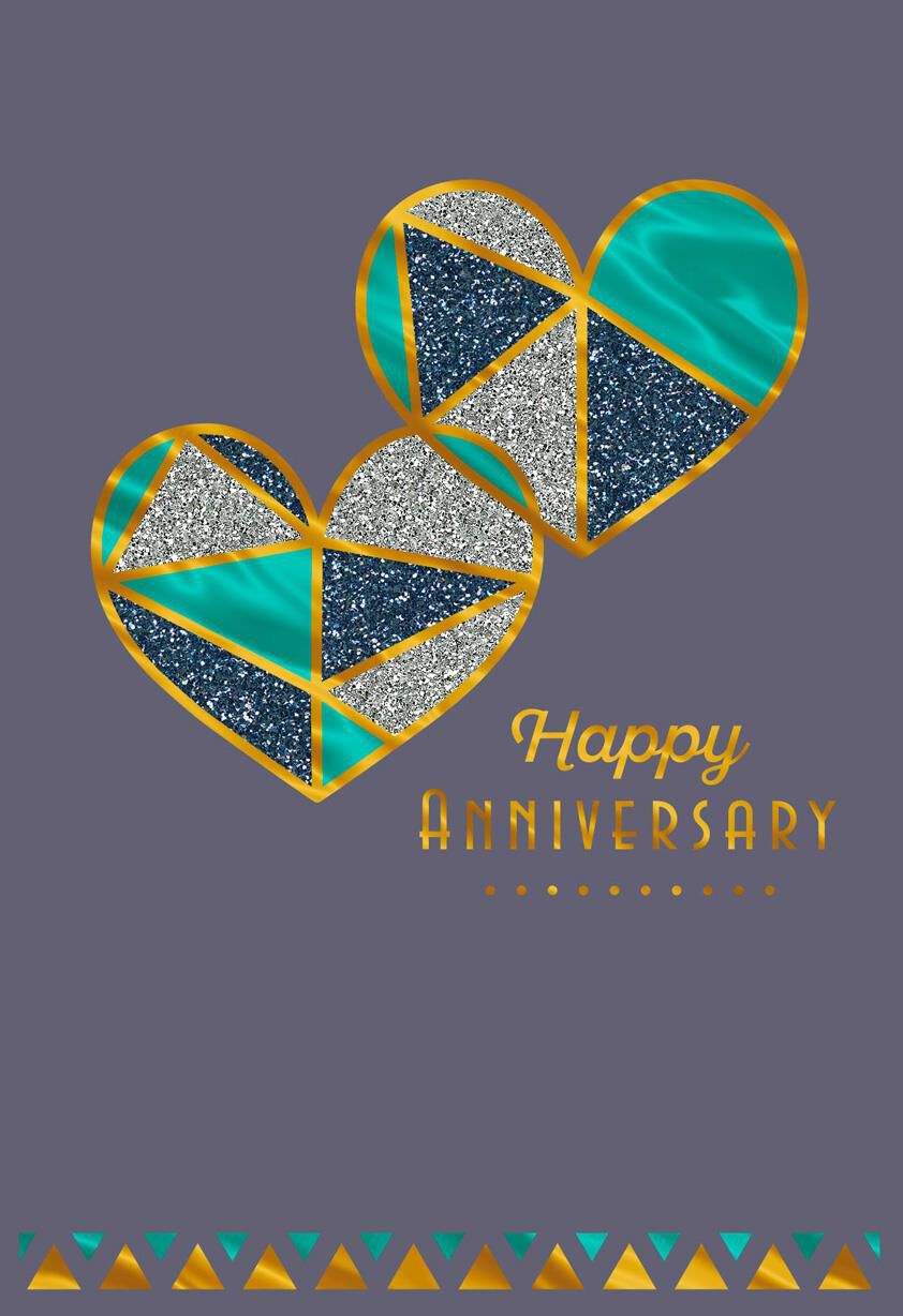 Two Hearts Love as One Anniversary Card