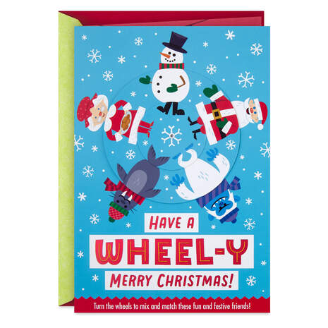 Mix-and-Match Winter Characters Interactive Wheels Christmas Card, , large