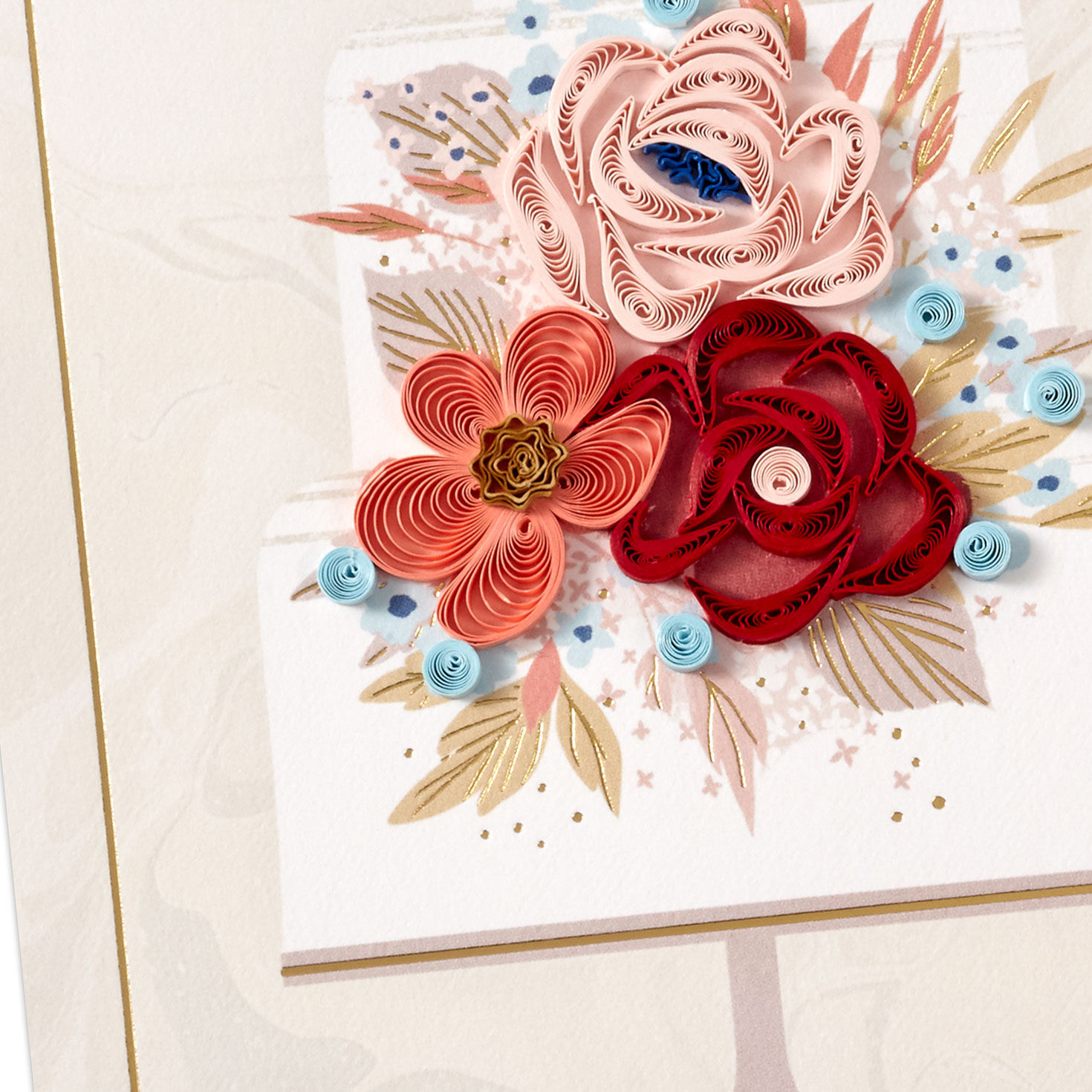 Quilled Flowers Wedding Cake Card Card Front Detail image number 4