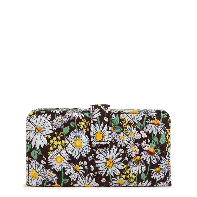 Vera Bradley RFID Finley Wallet in White Daisies