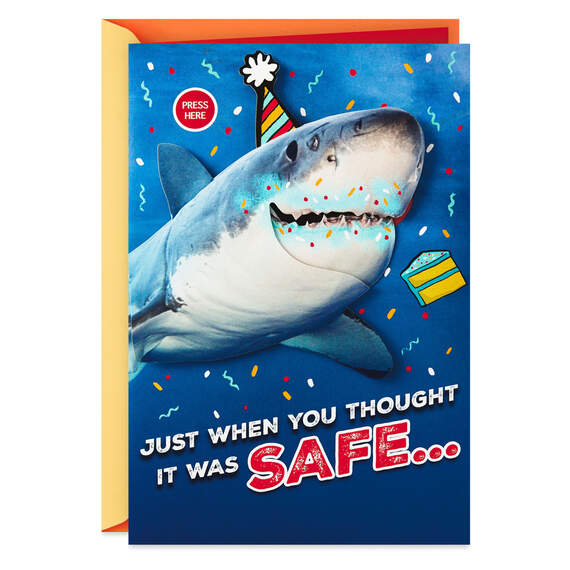 Shark Bite Funny Birthday Card With Sound and Motion, , large image number 1