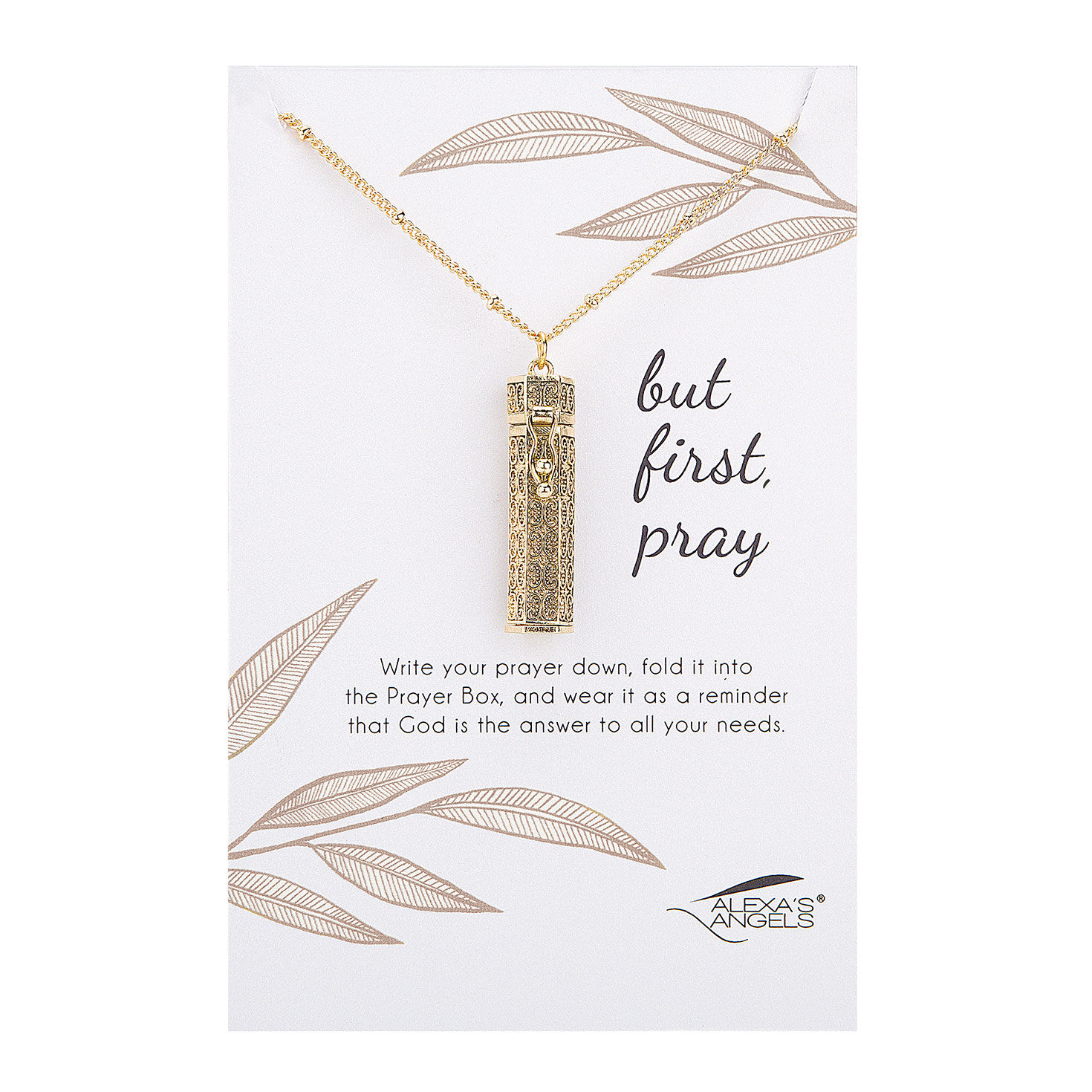 Prayer Keeper Pendant Necklace in Gold Metal package image number 2