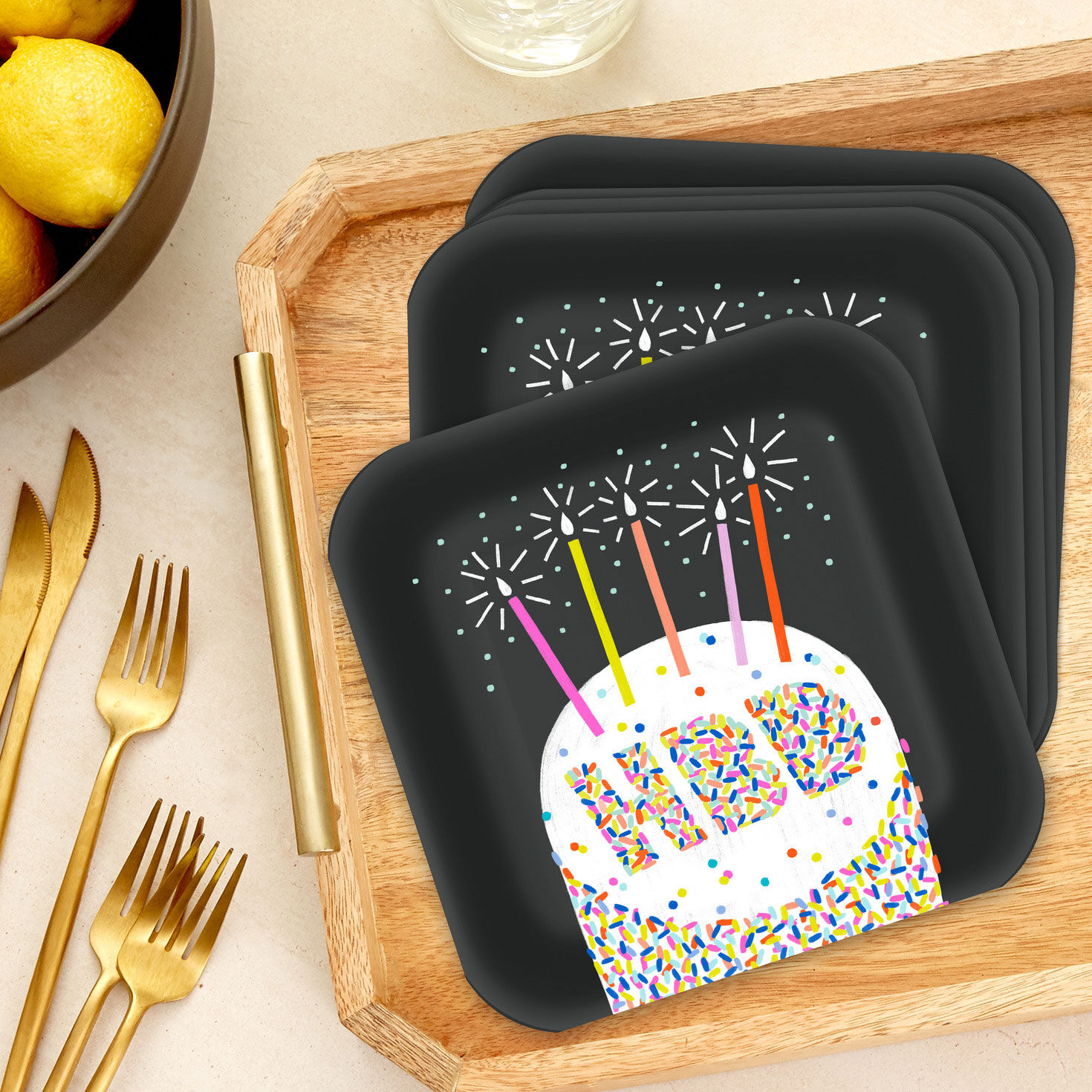 "HBD" Cake Dessert Plates, Pack of 8, , large image number 3