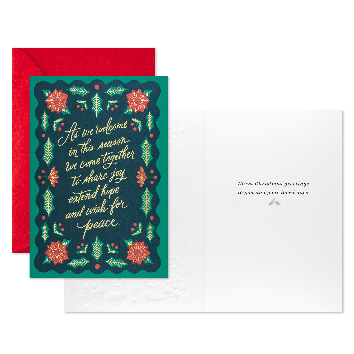 Stylized Florals Boxed Christmas Cards Card Front with Sentiment image number 2