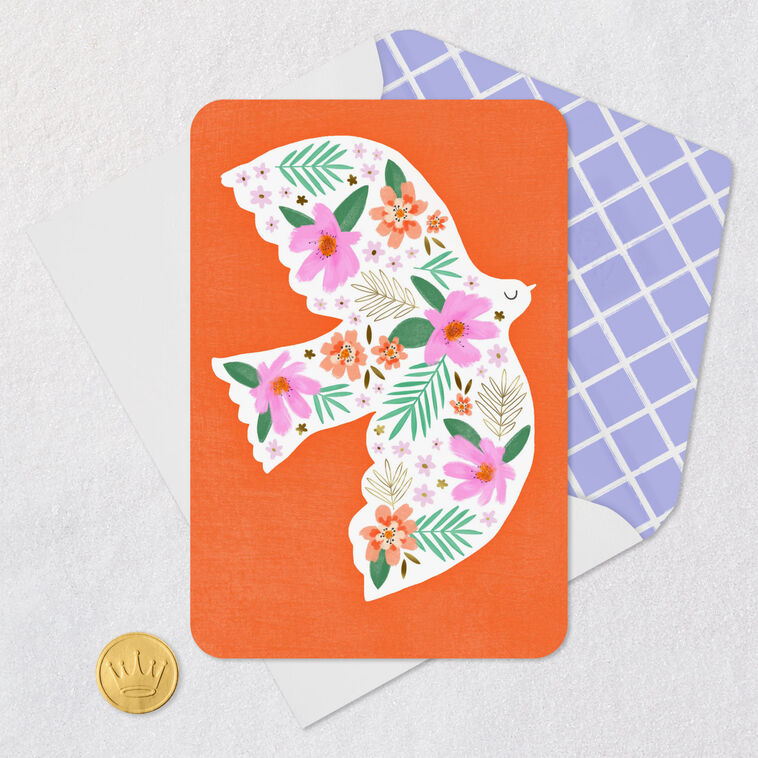 Floral Dove Blank Card Card Front with Envelope and Gold Seal image number 4