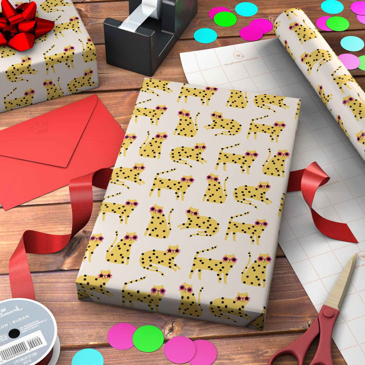 Cats in Sunnies on Pale Pink Gift Wrap Roll Wrapped package image number 3