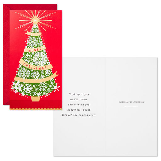 Snowflake Tree on Red Money Holder Christmas Cards, Pack of 10, 