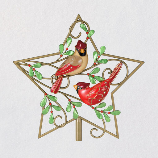 Cardinal Couple Metal Christmas Tree Topper, 