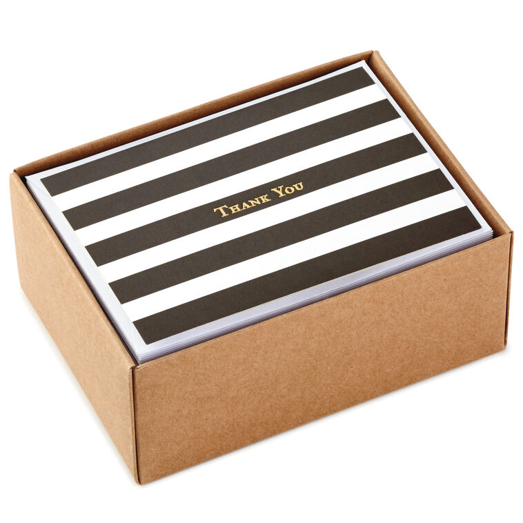 Black-and-White Striped Blank Thank-You Notes, Box of 40