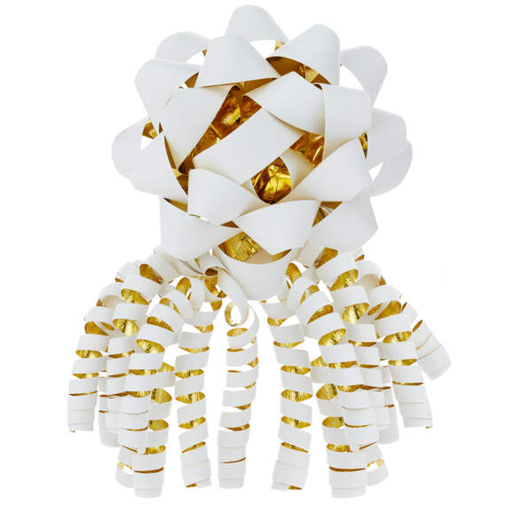 Flocked White and Gold 2-Pack Gift Bow Set