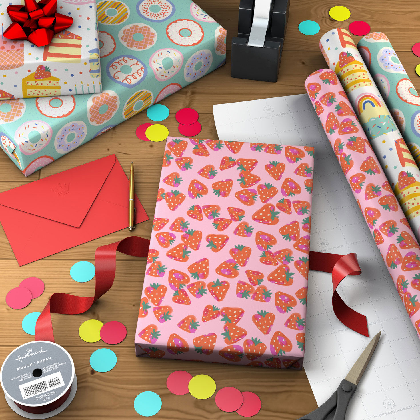 Donuts and Cake Wrapping Paper Roll 3-Pack  image number 3
