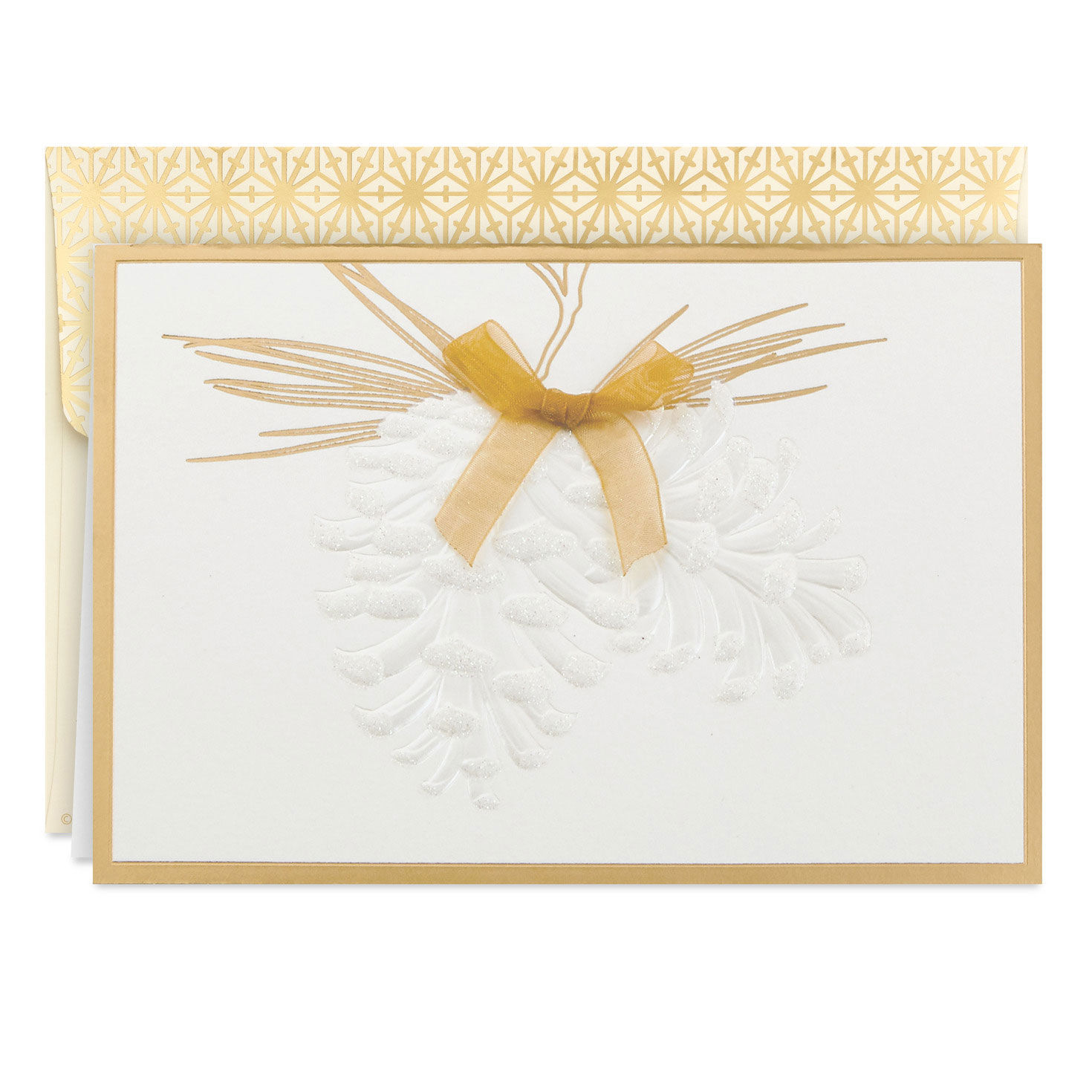 Embossed White Pinecones Boxed Christmas Cards, Pack of 12, , large image number 2