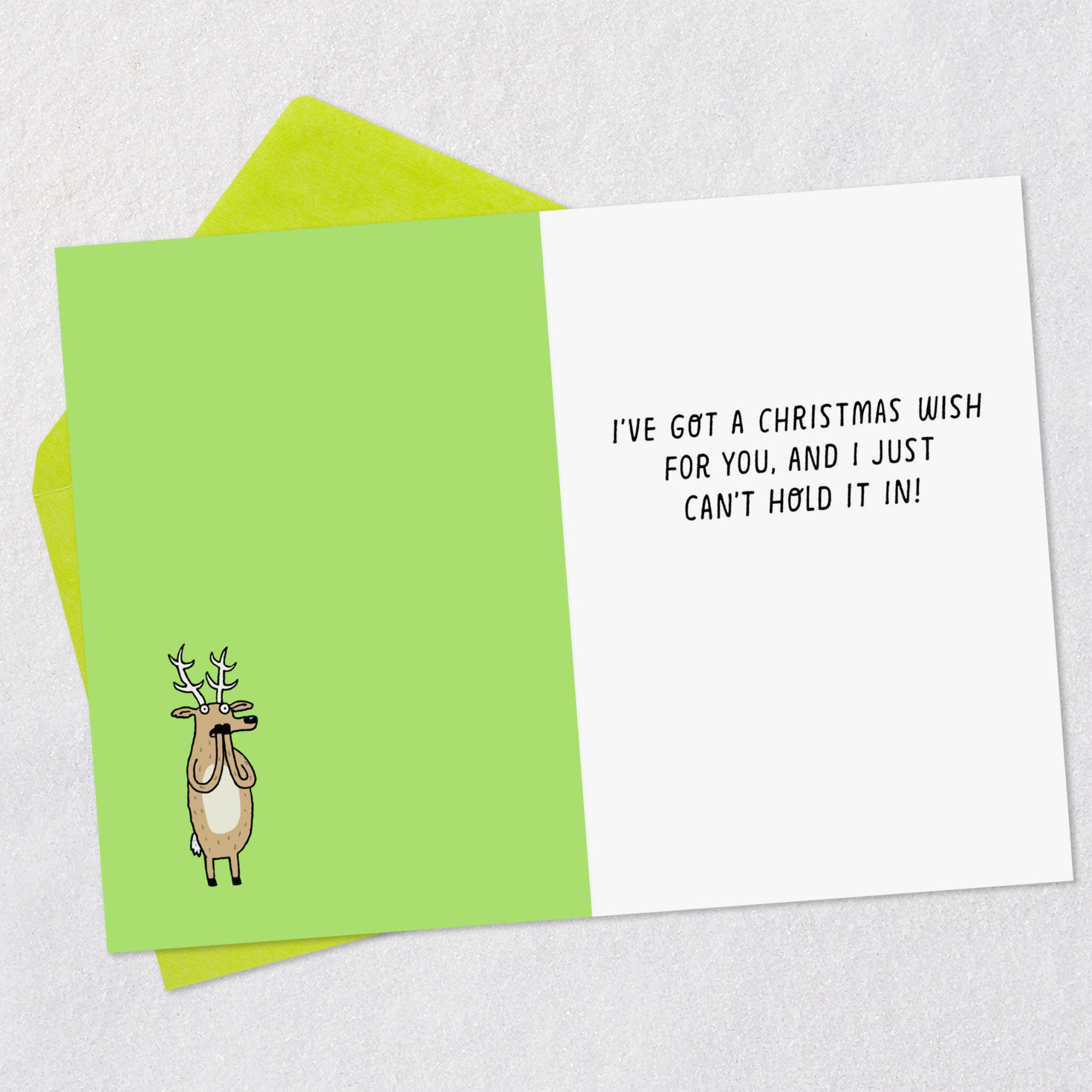 Reindeer Farts Funny Christmas Card Open card with envelope image number 3