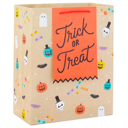 13" Trick or Treat on Kraft Large Halloween Gift Bag, 