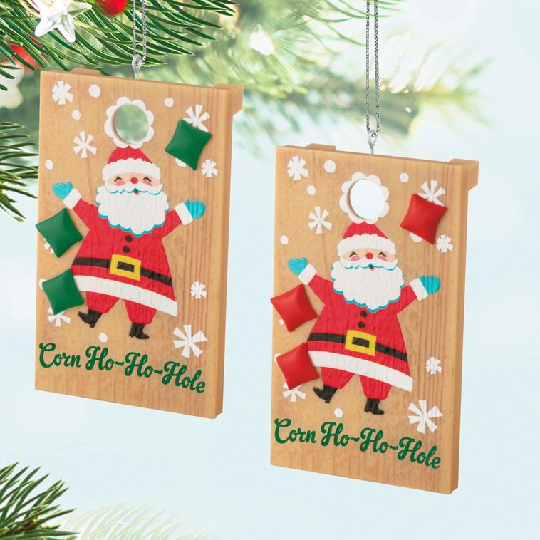 Corn Hole Game Keepsake Ornaments hanging on tree image number 2