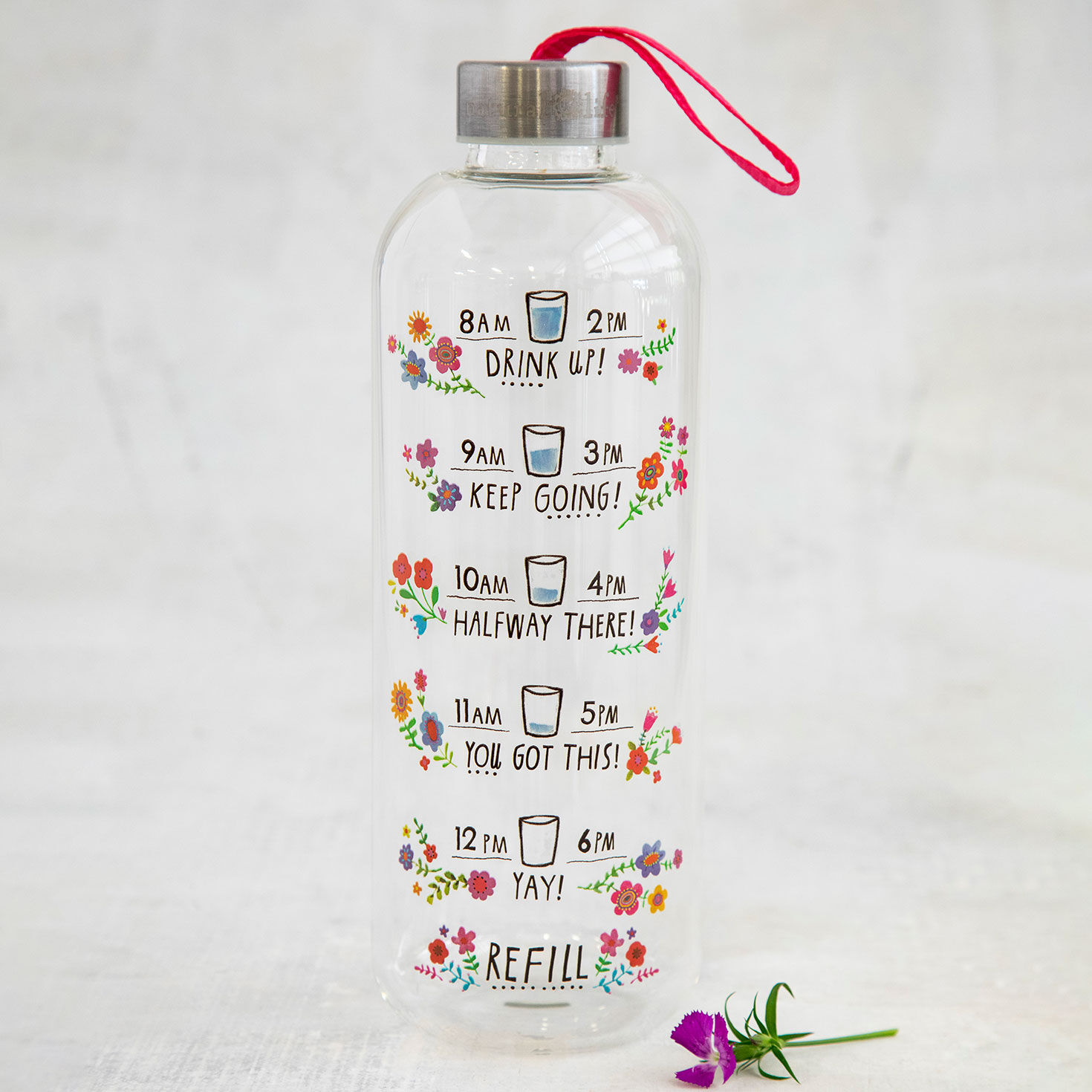 Natural Life Large Floral Glass Large Water Bottle, 32 oz. for only USD 28.00 | Hallmark