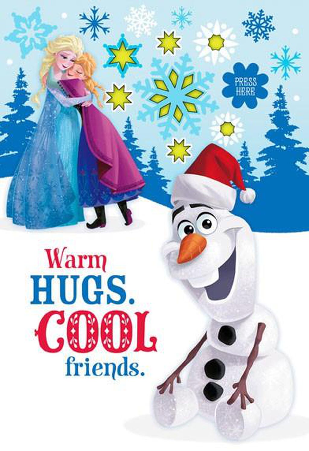 Disney Frozen Hugs and Friends with Sound and Light Christmas Card Hallmark