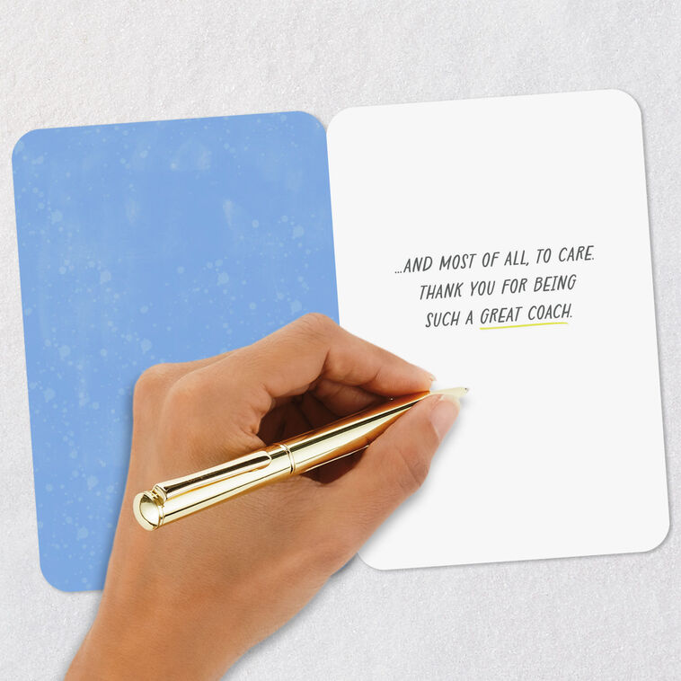 Sports Whistle on Blue Coach Thank You Card Signing card image number 6