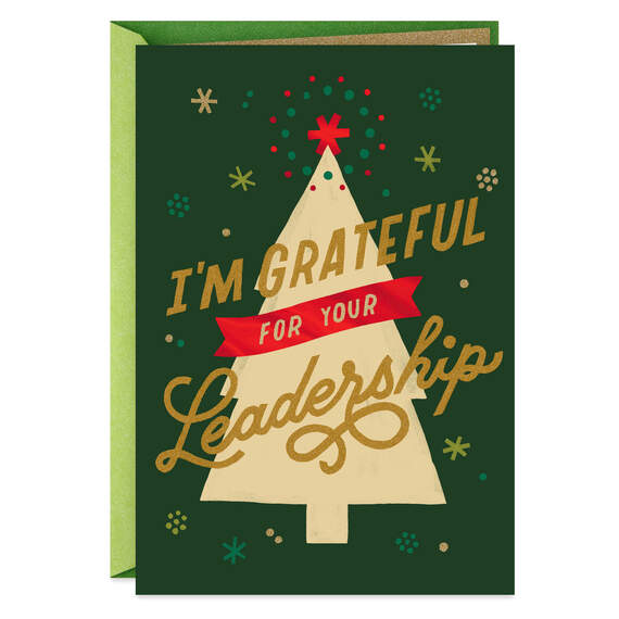 Grateful For Your Leadership Christmas Card for Boss, , large image number 1