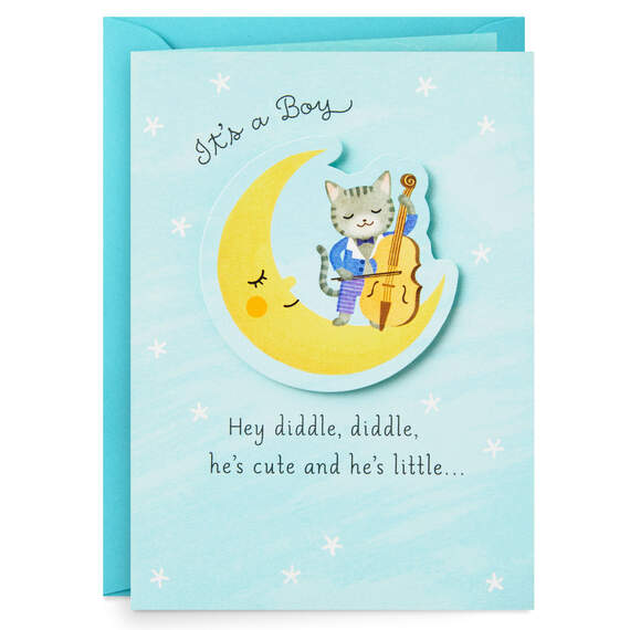 Over the Moon Mini Pop Up New Baby Boy Card, , large image number 1