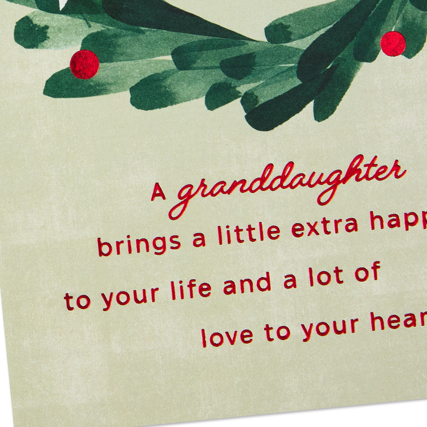 Dove and Wreath Christmas Card for Granddaughter Card Front Detail image number 5